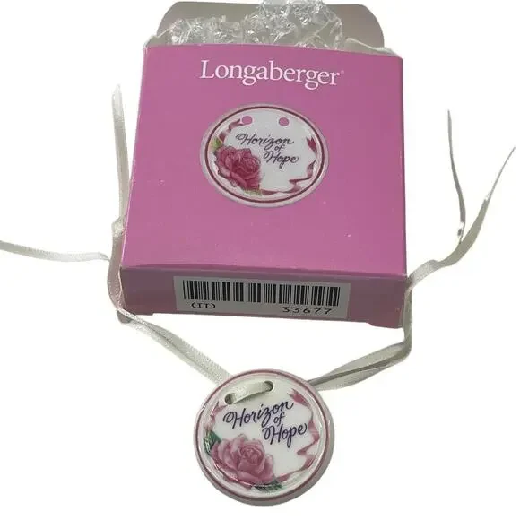 Longaberger Horizon of Hope Basket Tie-On Pink Floral 1998 Original Box Vintage - Picture 3 of 7